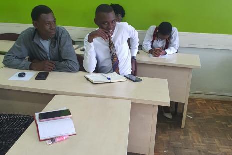Students listening  to the presentation 