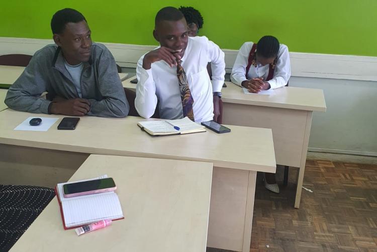Students listening  to the presentation 
